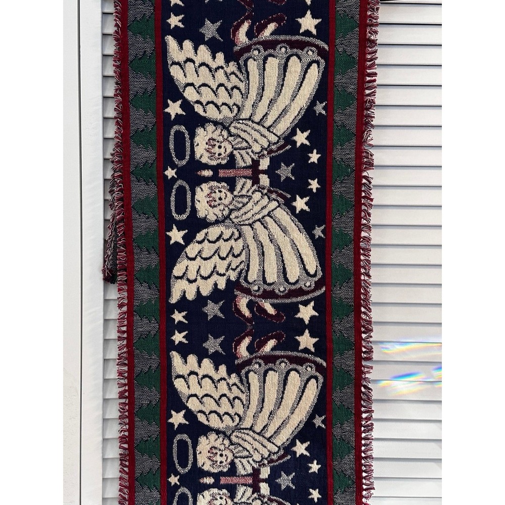 Vintage Angel Christmas Tapestry Table Runner‎ 90s Blanket